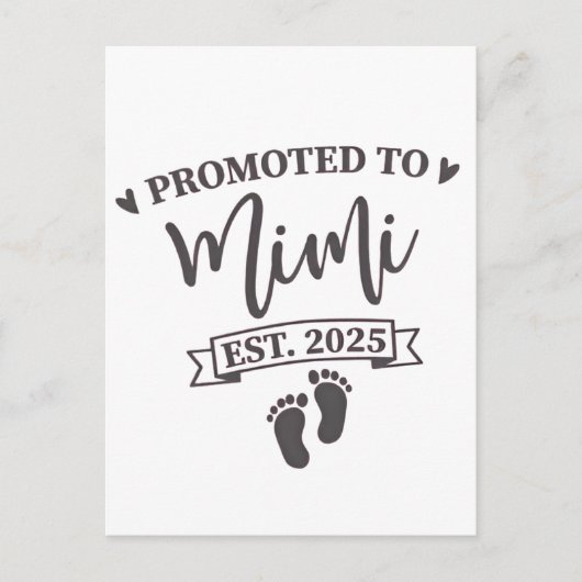 Gepromoveerd naar Mimi Est. 2025 Oma-to-be Briefkaart (Voorkant)