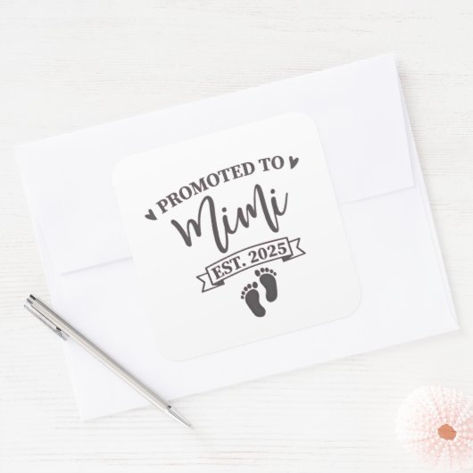 Gepromoveerd naar Mimi Est. 2025 Oma-to-be Vierkante Sticker (Envelop)