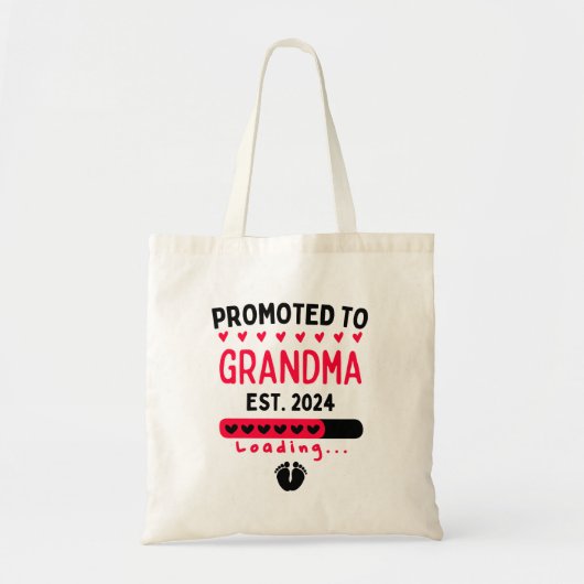 Gepromoveerd naar Oma EST.2024 Tote Bag (Voorkant)