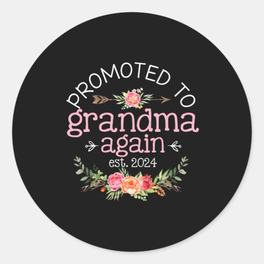 Gepromoveerd naar oma weer EST 2024 Baby Ronde Sticker (Voorkant)