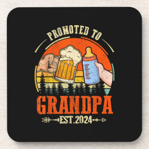 Gepromoveerd naar Opa Est 2024 Retro Fathers Day N Bier Onderzetter