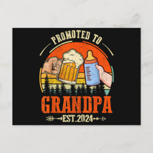 Gepromoveerd naar Opa Est 2024 Retro Fathers Day N Feestdagenkaart