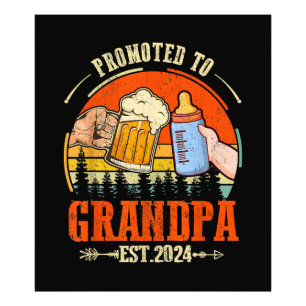 Gepromoveerd naar Opa Est 2024 Retro Fathers Day N Foto Afdruk