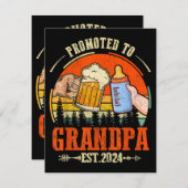 Gepromoveerd naar Opa Est 2024 Retro Fathers Day N Informatiekaartje (Voorkant / Achterkant)