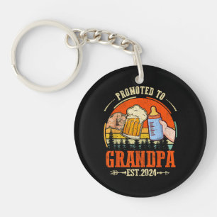 Gepromoveerd naar Opa Est 2024 Retro Fathers Day N Sleutelhanger