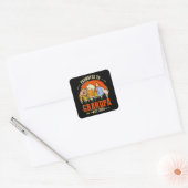 Gepromoveerd naar Opa Est 2024 Retro Fathers Day N Vierkante Sticker (Envelop)