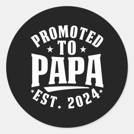 Gepromoveerd naar Papa 2024 1e keer Papa Ronde Sticker (Voorkant)