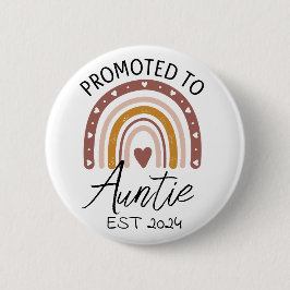 Gepromoveerd naar tante 2024, zwangerschapsaankond ronde button 5,7 cm
