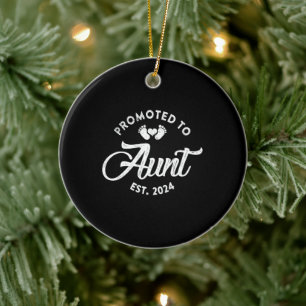 Gepromoveerd naar tante est 2024 Grappig nieuw tan Keramisch Ornament