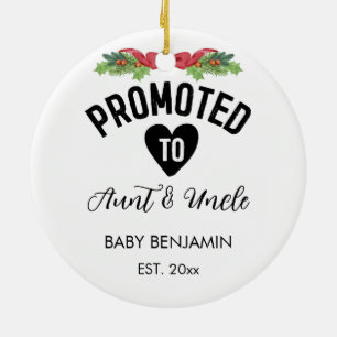 Gepromoveerd naar Tante & Oom Gepersonaliseerde Ba Keramisch Ornament