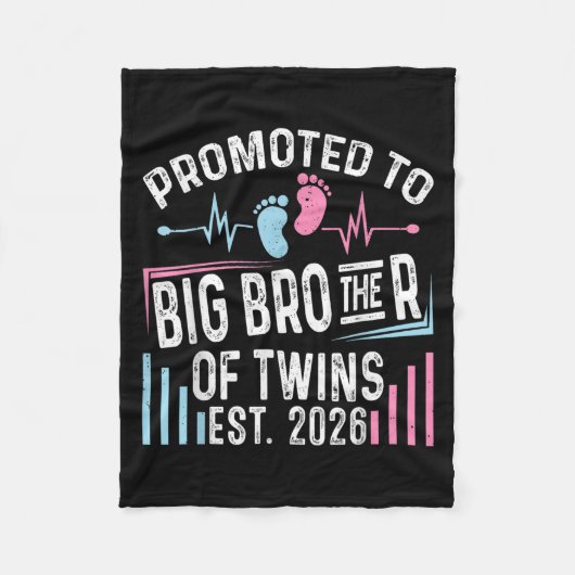 Gepromoveerd tot Big Brother of Twins EST 2026 Bab Fleece Deken (Voorkant)
