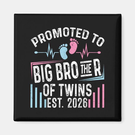 Gepromoveerd tot Big Brother of Twins EST 2026 Bab Magneet (Voorkant)