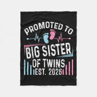 Gepromoveerd tot Big Sister of Twins Est 2026 Baby Fleece Deken
