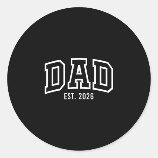Gepromoveerd tot Dad Est 2026 Daddy to Be Gifts Fi Ronde Sticker (Voorkant)