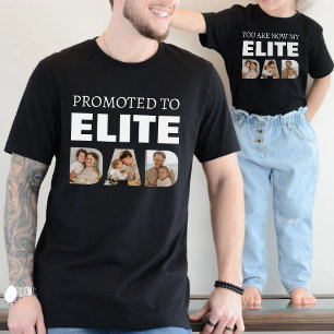 Gepromoveerd tot Elite Dad Fotocollage Zwart T-shirt