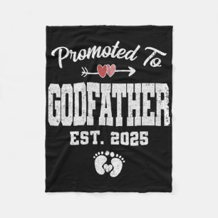 Gepromoveerd tot Godfather Est 2025 Funny First Ti Fleece Deken