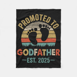 Gepromoveerd tot Godfather Est 2025 Vaderdag Vinta Fleece Deken