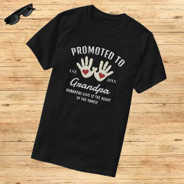 Gepromoveerd tot Grandpa Baby Handprints Persoonli T-shirt
