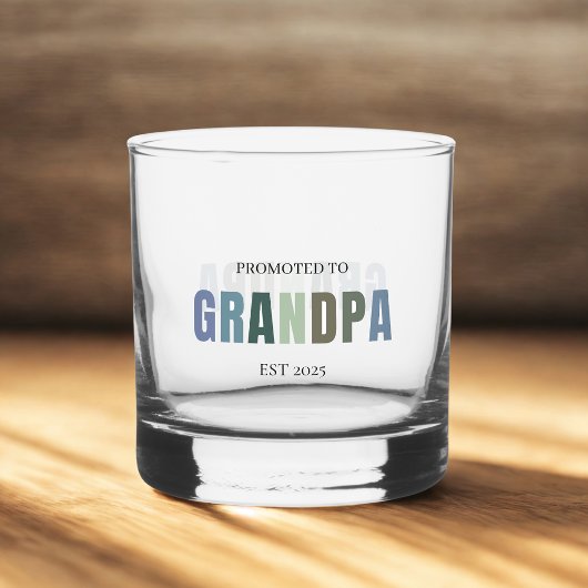Gepromoveerd tot Grandpa EST 2025 | Gepersonalisee Whisky Glas