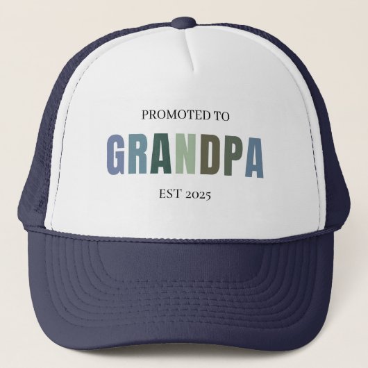 Gepromoveerd tot Grandpa EST 2025 | Nieuwe grootou Trucker Pet (Voorkant)
