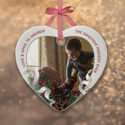 Gepromoveerd tot Grandpa Silver Lijst 1st Christma Keramisch Ornament