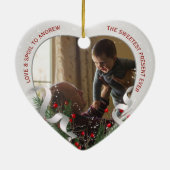 Gepromoveerd tot Grandpa Silver Lijst 1st Christma Keramisch Ornament (Achterkant)