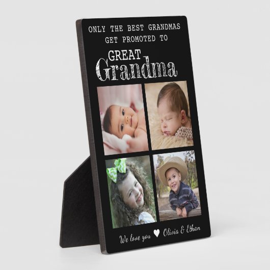 Gepromoveerd tot Great Grandma 4 Fotocollage Plaqu Fotoplaat (Zijkant)