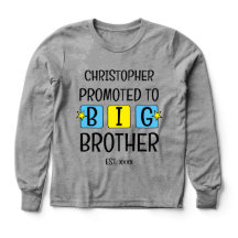 Gepromoveerd tot grote broer naam beste jaar blauw