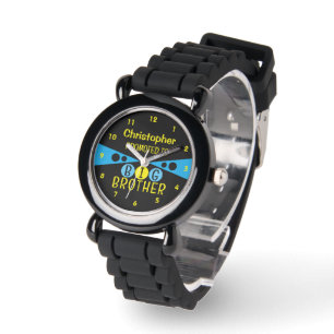 Gepromoveerd tot grote broer naam geel blauw horloge