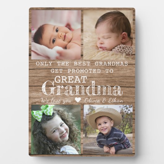Gepromoveerd tot Grote Oma 4 Fotocollage Hout Fotoplaat (voorkant)