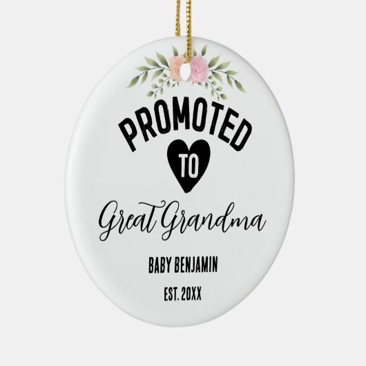 Gepromoveerd tot Grote Oma Gepersonaliseerde Baby  Keramisch Ornament (Rechts)