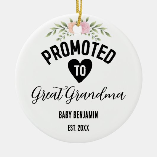 Gepromoveerd tot Grote Oma Gepersonaliseerde Baby Keramisch Ornament (Voorkant)