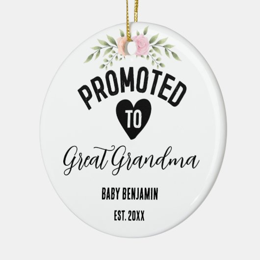 Gepromoveerd tot Grote Oma Gepersonaliseerde Baby  Keramisch Ornament (Links)