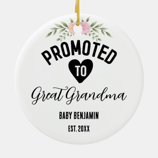 Gepromoveerd tot Grote Oma Gepersonaliseerde Baby  Keramisch Ornament (Achterkant)