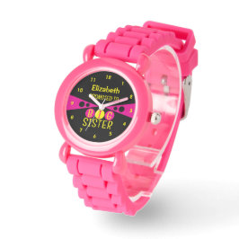 Gepromoveerd tot grote zus naam geel roze horloge