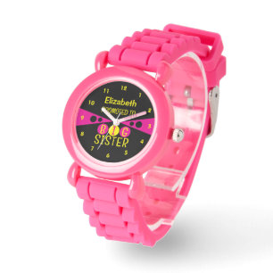 Gepromoveerd tot grote zus naam geel roze horloge