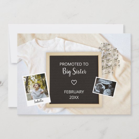 Gepromoveerd tot grote zus tweede Baby fotozwanger Aankondiging (Voorkant)