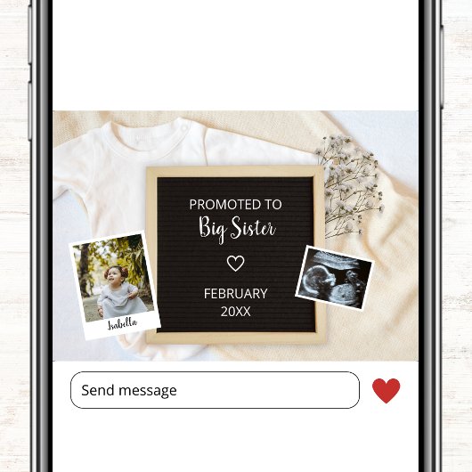 Gepromoveerd tot grote zus tweede Baby fotozwanger Aankondiging