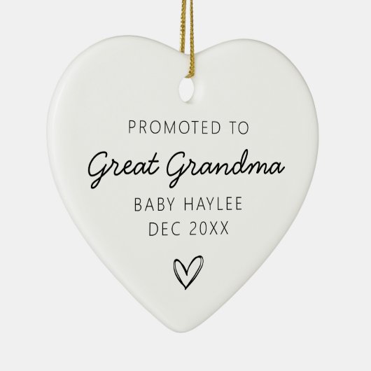 Gepromoveerd tot Oma Baby voor- en achternaam Keramisch Ornament (Rechts)