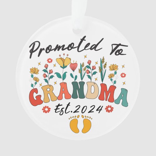 Gepromoveerd tot Oma Est. 2024 GranAcryl Ornament (voorkant)