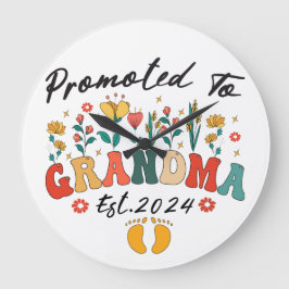 Gepromoveerd tot Oma Est. 2024 GrandparenWandklok Grote Klok