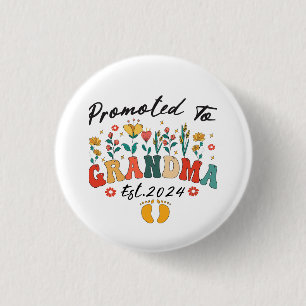Gepromoveerd tot Oma Est. 2024 Grootouders Knop Ronde Button 3,2 Cm