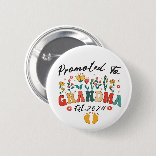 Gepromoveerd tot Oma Est. 2024 Grootouders Knop Ronde Button 5,7 Cm (Voorkant /achterkant)