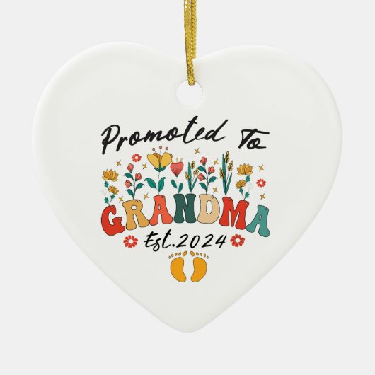 Gepromoveerd tot Oma Est. 2024 GrootoudersOrnament Keramisch Ornament (Voorkant)