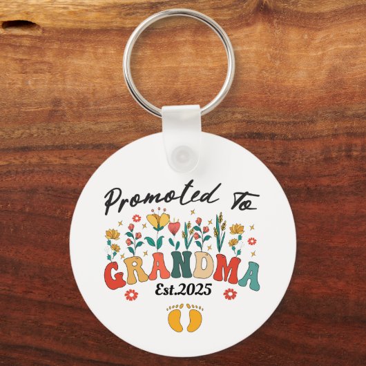 Gepromoveerd tot Oma Est. 2024 GrootoudersOrnament Sleutelhanger (Voorkant)