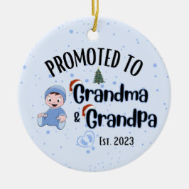 Gepromoveerd tot oma & opa - Baby Boy Xmas Keramisch Ornament