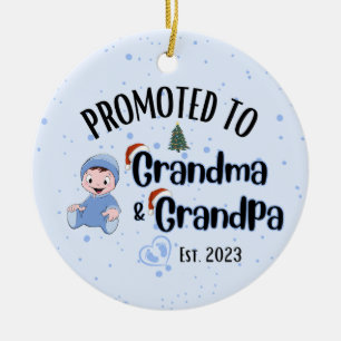 Gepromoveerd tot oma & opa - Baby Boy Xmas Keramisch Ornament