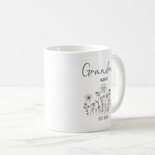 Gepromoveerd tot oma opnieuw EST 2025 Wildflowers Koffiemok (Voorkant rechts)