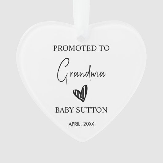 Gepromoveerd tot oma zwangerschap aankondiging gew ornament (voorkant)
