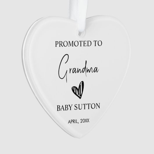 Gepromoveerd tot oma zwangerschap aankondiging gew ornament (voorkant)